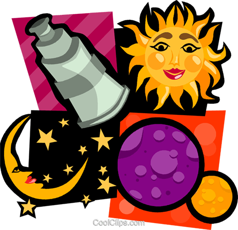 Astrology Sun, Moon, Stars, Telescope Royalty Free - My Journey With The Sun Rising (480x463)