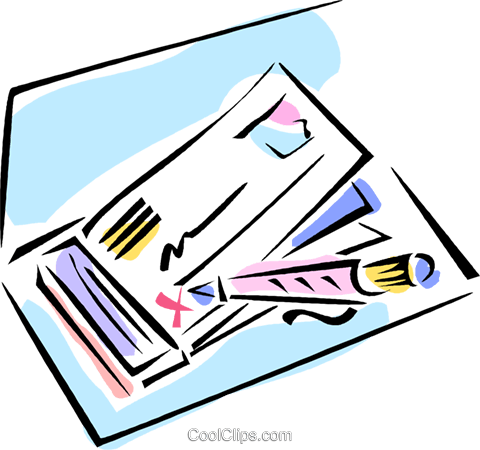 Writing A Check Royalty Free Vector Clip Art Illustration - Schecks Clipart (480x450)
