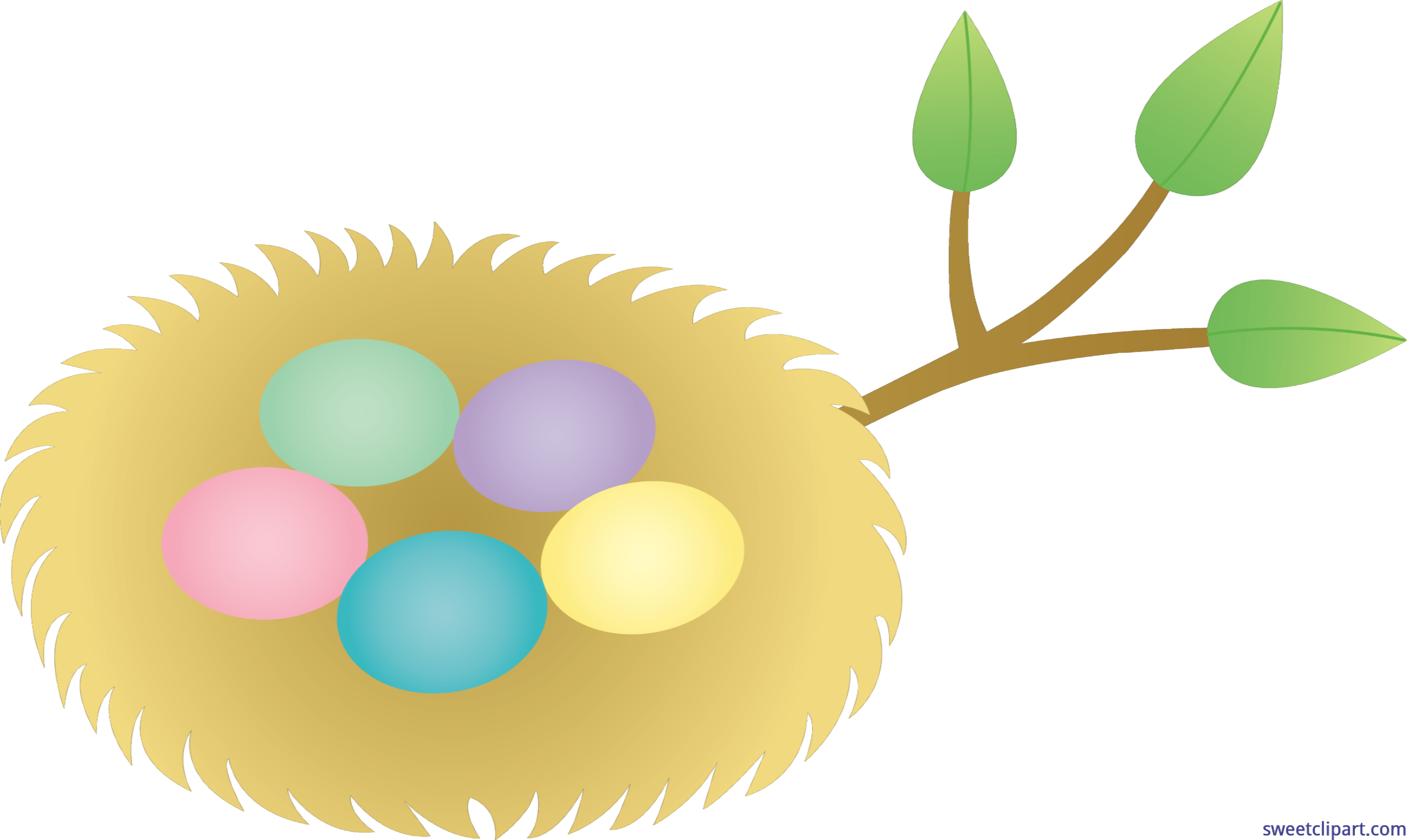 Empty Bird Nest Clipart 5859985 Bird Nest Easter Eggs - Cartoon Nest With Eggs (6408x3828)