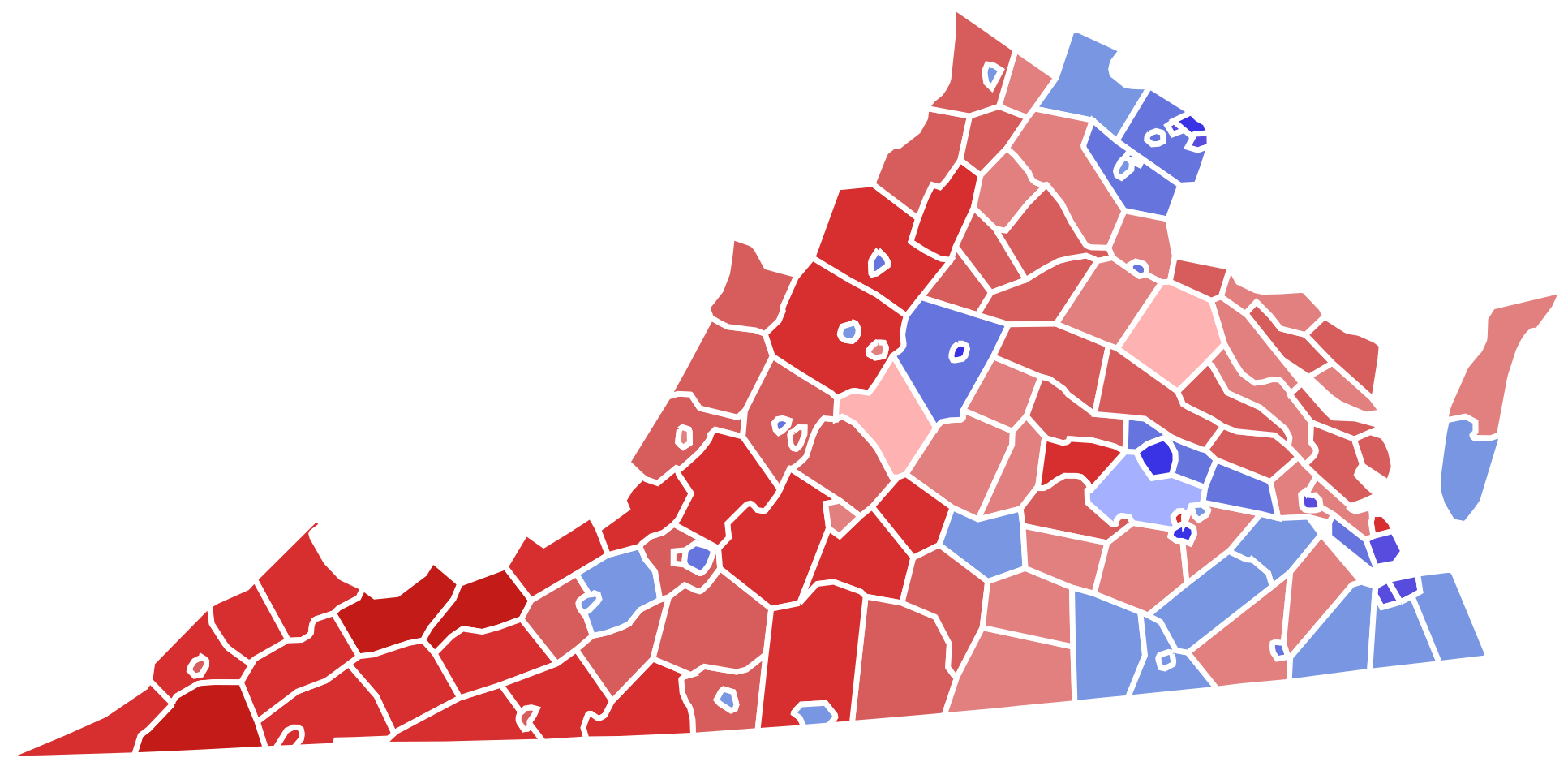 Virginia Gubernatorial Election Results By County - Virginia 2016 Election Results (2000x968)