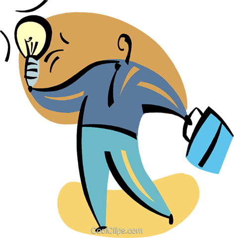 Man With Idea Light Bulb And Briefcase Royalty Free - Man With Idea Light Bulb And Briefcase Royalty Free (472x480)