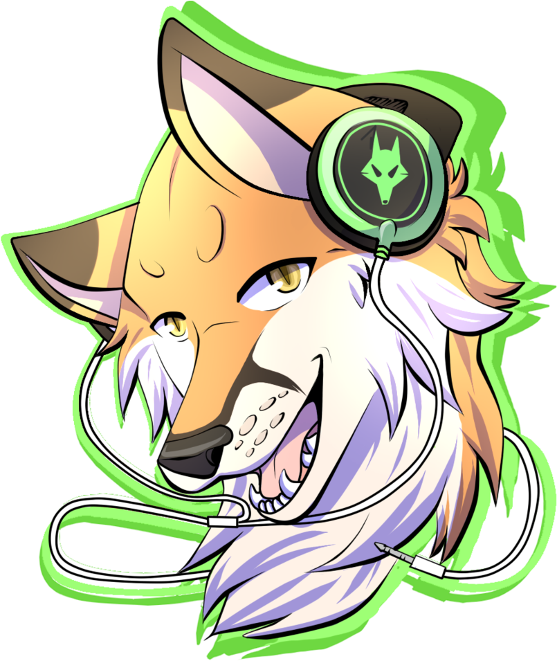 Head Phones Fox By Novaberry - Cartoon (808x988)