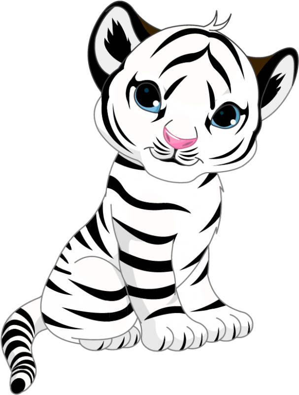 Baby White Tiger Sticker, White Tiger Stickers, Animals - Fashion Jewelry Black And Silvertone Necklace #11115-26 (800x800)