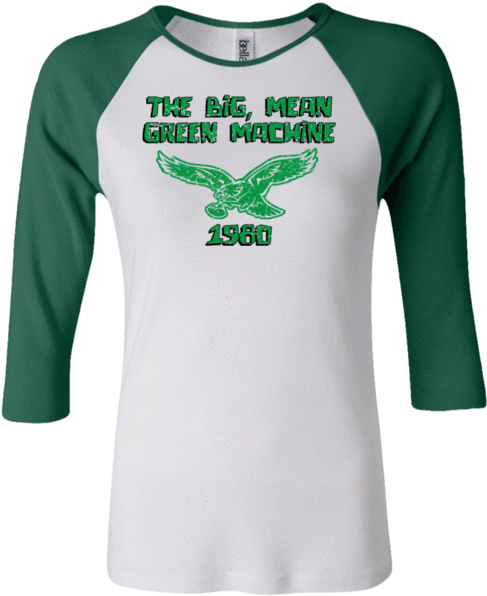 Big Mean Green Machine Retro Junior 100% Cotton 3/4 - Christmas Tux Tuxedo Suit Raglan Juniors Baseball Sleeve (600x600)