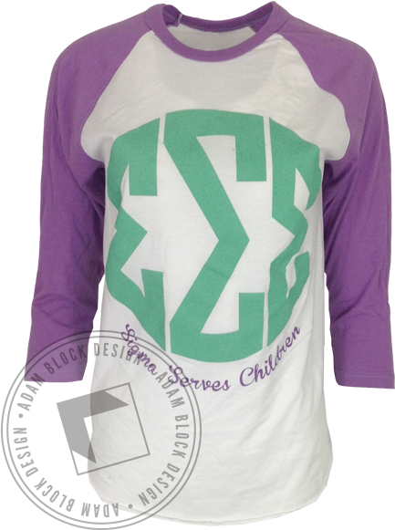 Sigma Sigma Sigma Serves Baseball Tee - Long-sleeved T-shirt (464x585)