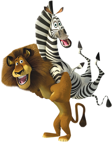 Animation - Madagascar Lion And Zebra (366x461)
