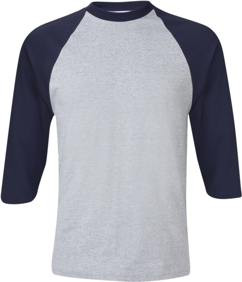 ¾ Sleeve Raglan Baseball T-shirt - Navy Grey Baseball Tee (600x600)