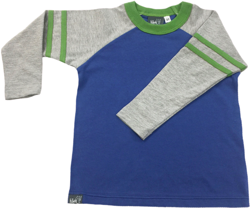 Blue Raglan, Gray Sleeves With Green Varsity Stripes - Sweater Vest (600x600)