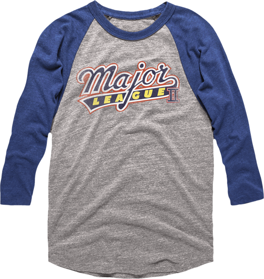 Major League Raglan Sleeve Baseball Shirt - Dennis The Menice Shirt Raglan Logo Grey/navy Shirt (852x900)