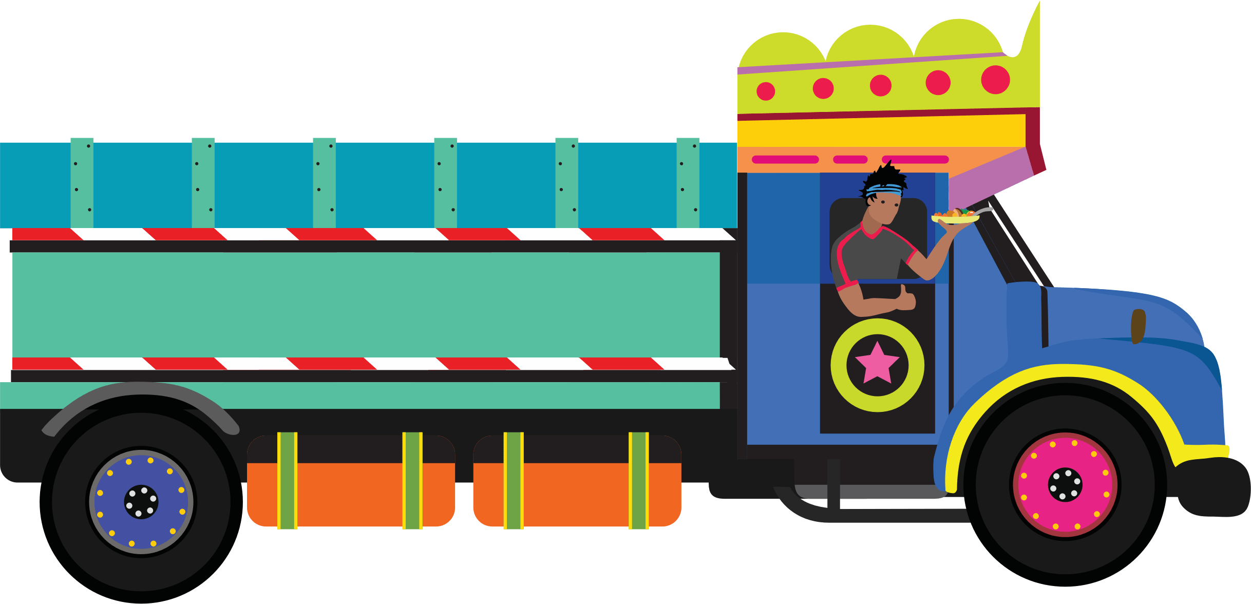 India Clipart Truck - Food Cart (2436x1176)