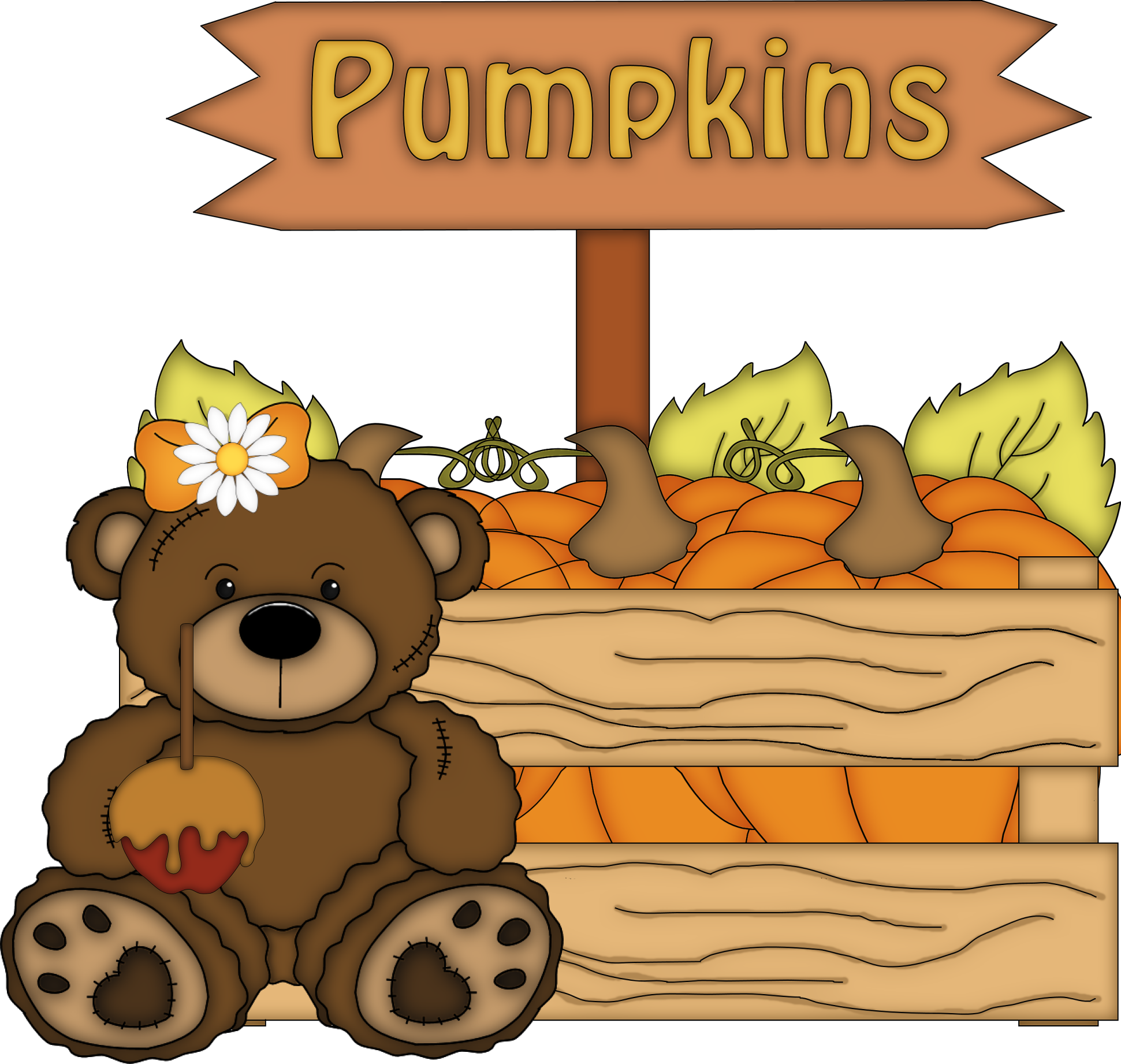 Fall Festival - Autumn Design With Pumkins And Teddy Bear - Shower (1941x1842)