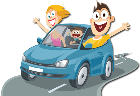 Family In Car - Car Family Vector Png (548x376)