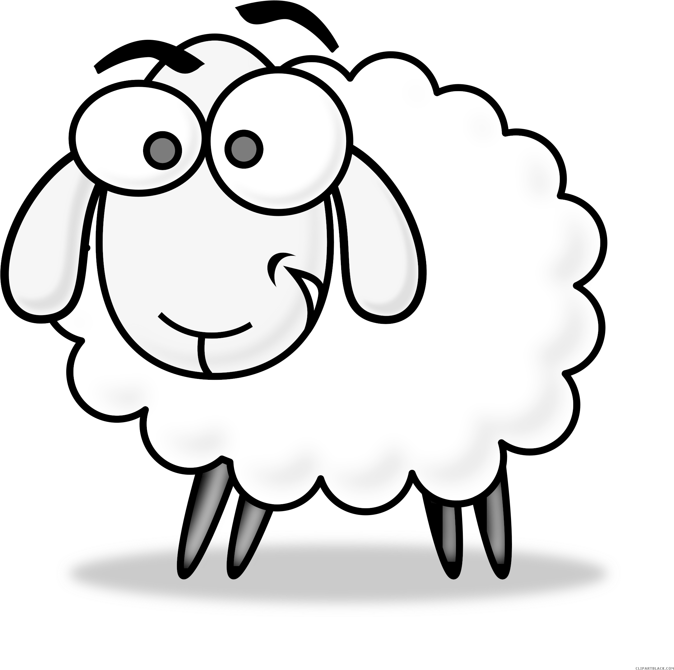 Sheep High Quality Animal Free Black White Clipart - Cartoon Sheep Png (2400x2385)