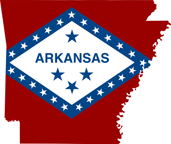 Flag-map Of Arkansas - Arkansas Flag Map (600x505)
