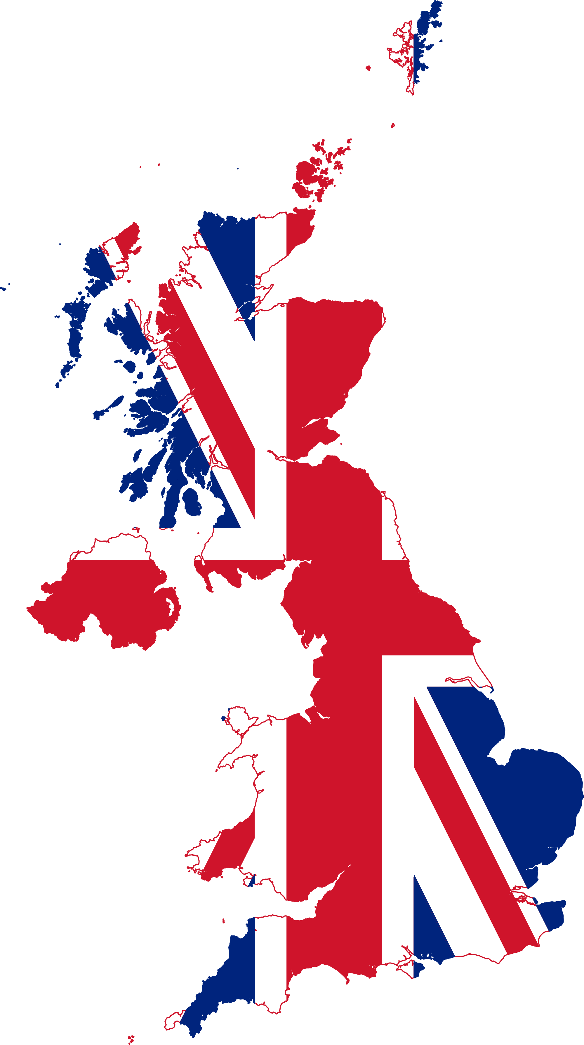 British Flag Map - United Kingdom Map With Flag (2000x3577)