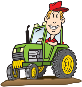 Tullamore Diecast And Model Show - Cartoon Farmer On Tractor (360x371)