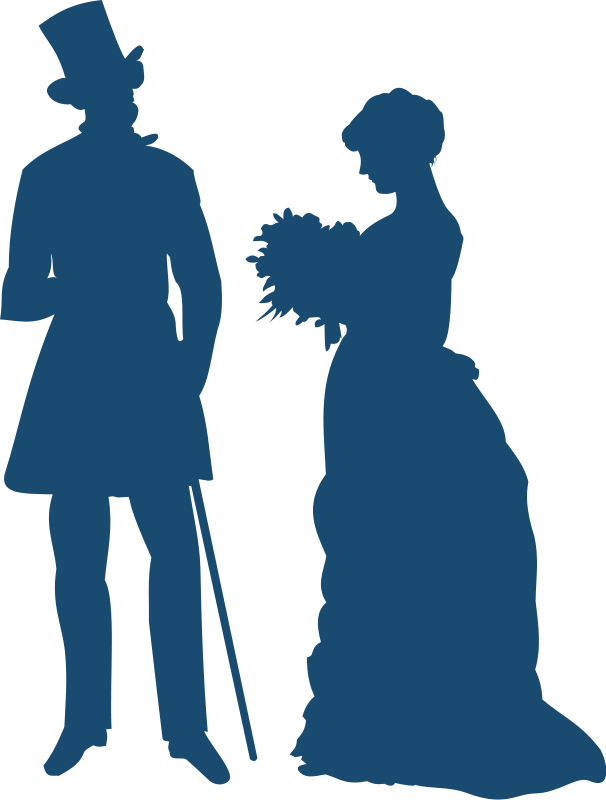 Friends Clip Art Download - Victorian Silhouette Couple (606x800)