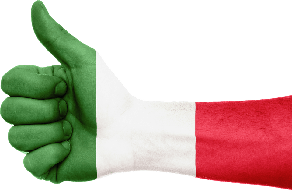Italian Flag Arm Transparent Png Sticker - Wedomugs Mali Thumbs Up Flag Mug (960x627)