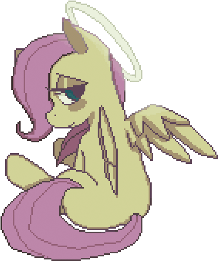 Mewball, Female, Filly, Fluttershy, Halo, Lidded Eyes, - Gif (521x523)