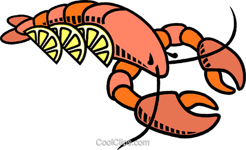 Lobster Royalty Free Vector Clip Art Illustration - Lobster Lemon Clip Art (480x292)