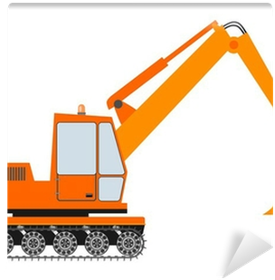 Orange Excavator On A White Background Wall Mural • - Vector Marketing (400x400)
