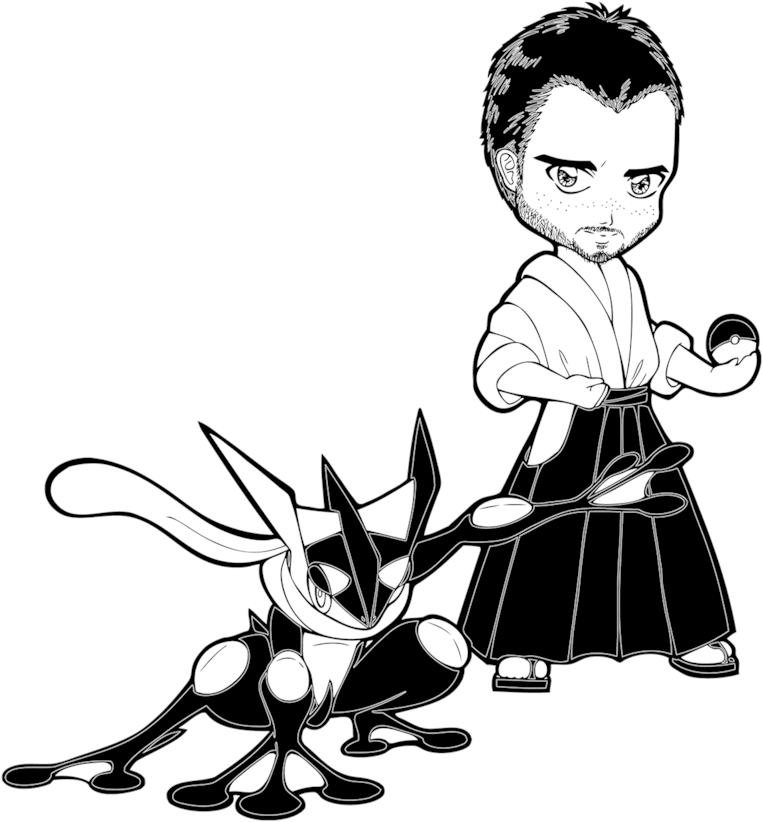 Veteran Melio With Greninja By Chibivi-linearts - Settei Sheets Pokemon (800x859)