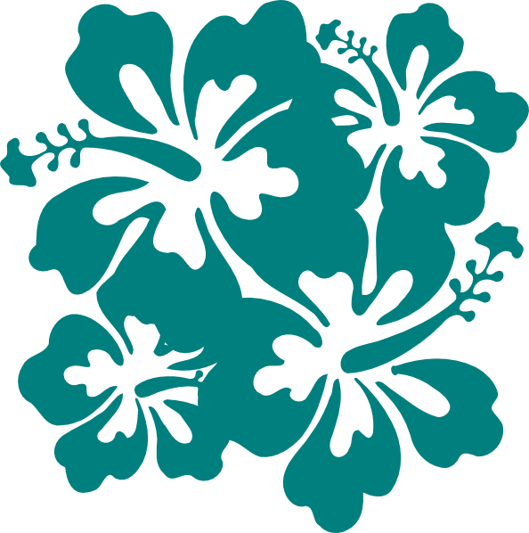 Hibiscus Clipart Teal - Hawaii Flower (594x598)