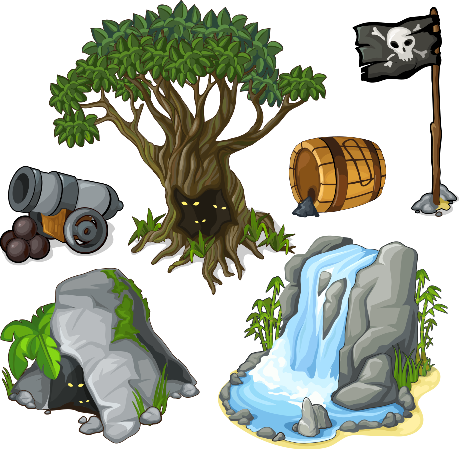 Vector Cartoon Tree With Cartoon Falls 924*903 Transprent - Cartoon Image Of Waterfall (924x903)