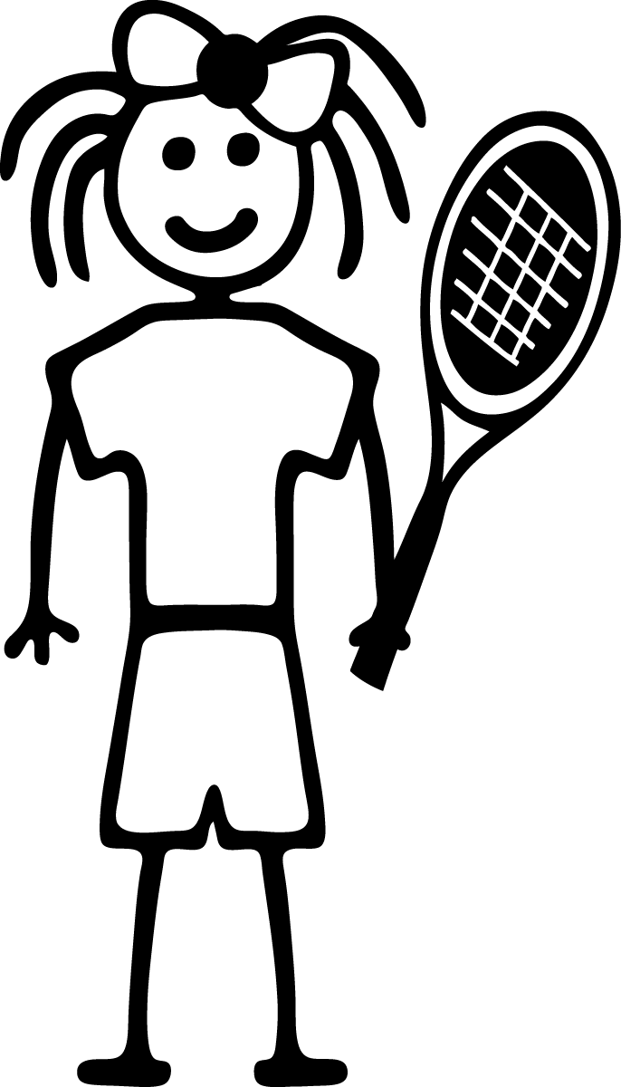 Girl Tennis Stick Girl Female Child Sticker Decal Car - Tennis Girl Stick Figure (686x1200)