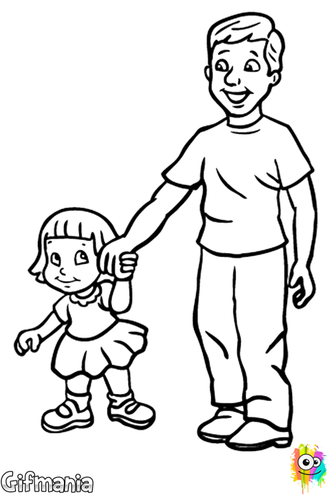 Father And Daughter - Mother And Daighter Coloring (480x720)