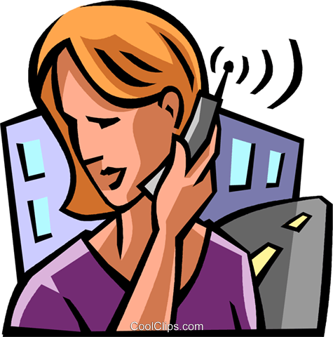 Woman Talking On A Cell Phone Royalty Free Vector Clip - Imagen Hablando Por Celular (475x480)