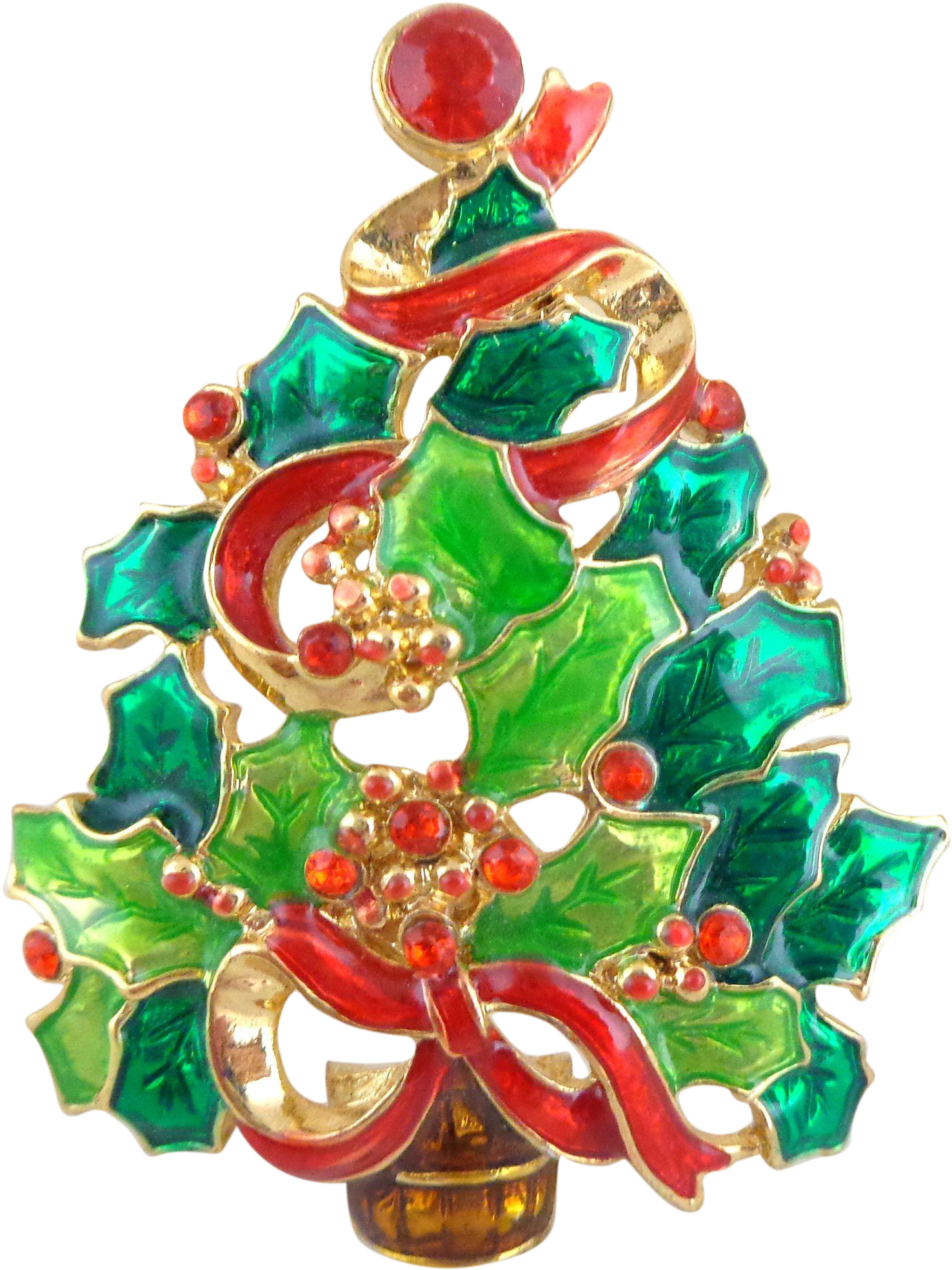 Vintage Christopher Radko Enamel Holly Leaf Christmas - Christmas Ornament (1966x1966)