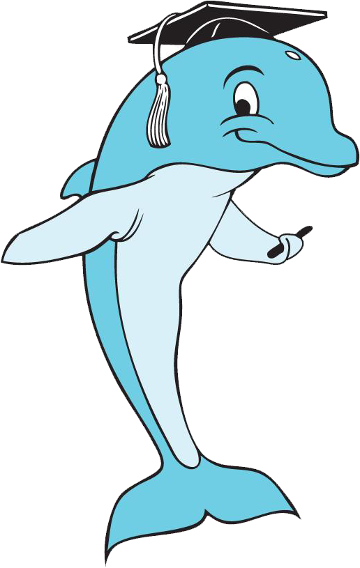 Downey Elementary School - Dolphin With Graduation Cap (516x815)