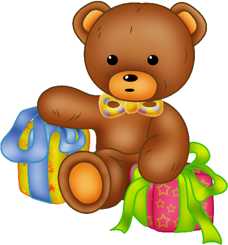 Baby Brown Bear Holding Gift Boxes - Teddy Bear (500x500)