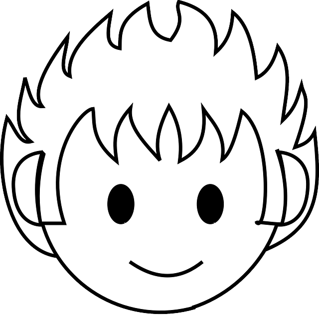 Happy, Face, Emotions, Emotion - Spiky Hair Clipart Black And White (640x632)