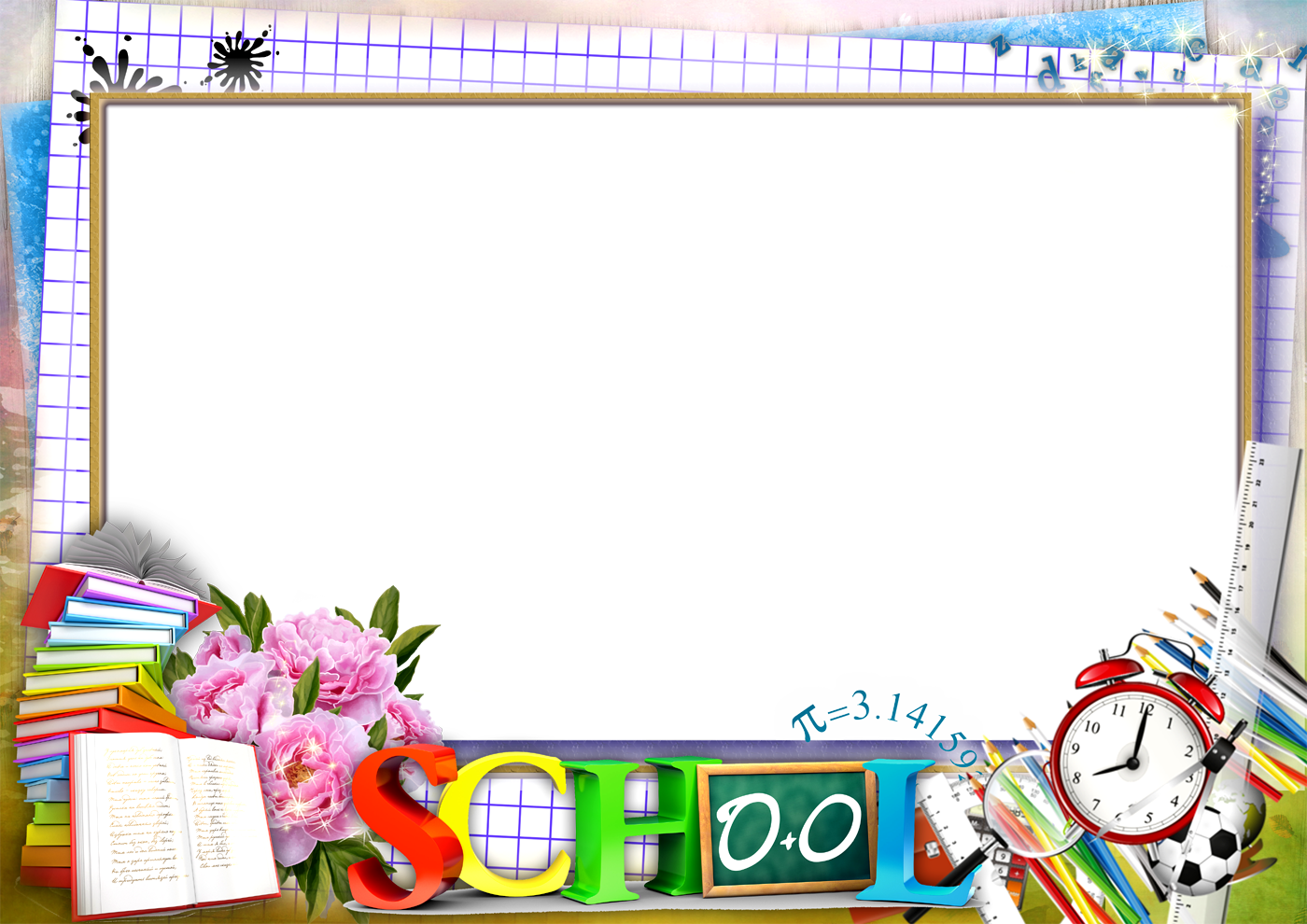 School Frame Png Transparent Hd Image - School Photo Frame Png (1400x990)