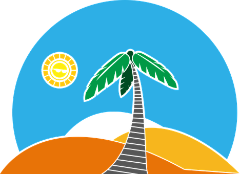 Palm, Palm Tree, Beach, Desert, Sun - Sol Palmeras Playa Png (468x340)