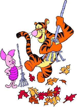 School Building Clipart Free - Raking Leaves Clip Art (300x415)
