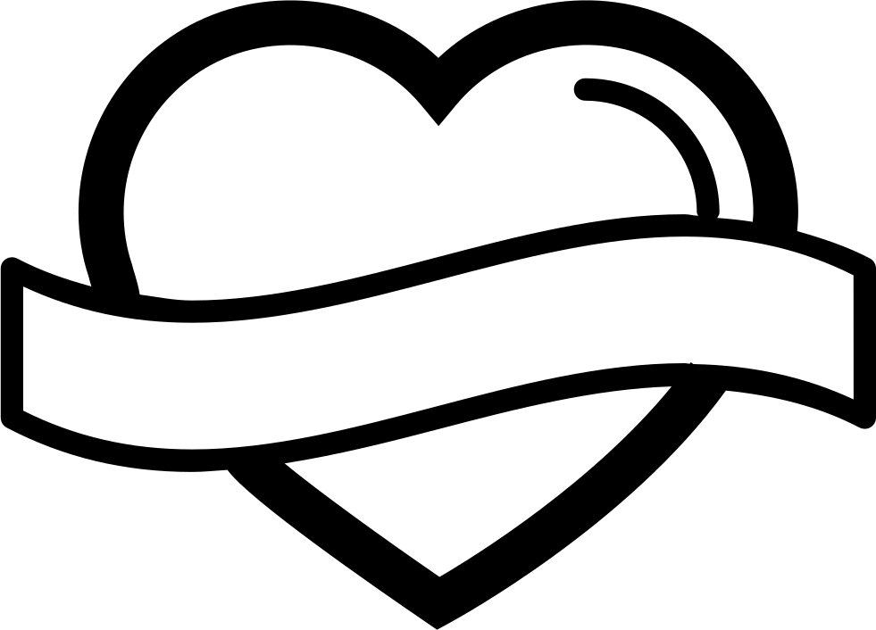 Heart Shape Outline With Banner Label Comments - Outline Heart Shape (981x706)