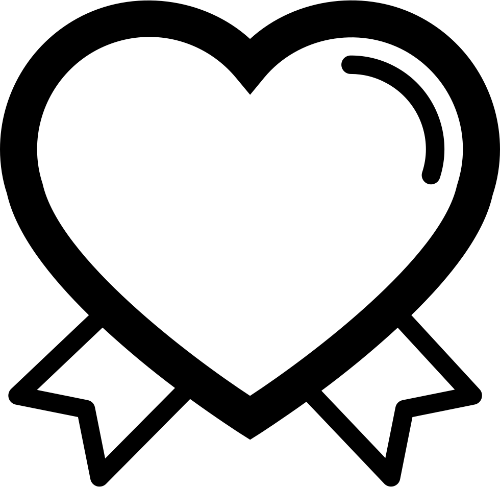 Valentines Heart Outline Shape With Ribbon Tails Couple - Heart (980x954)