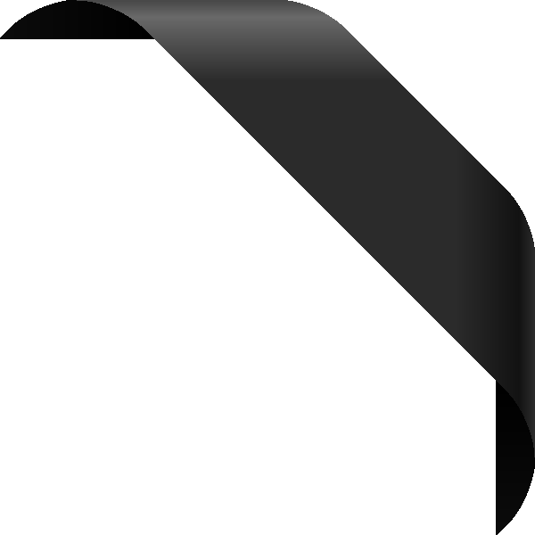Black And White Black Ribbon Clip Art - Black Corner Ribbon Png (600x600)