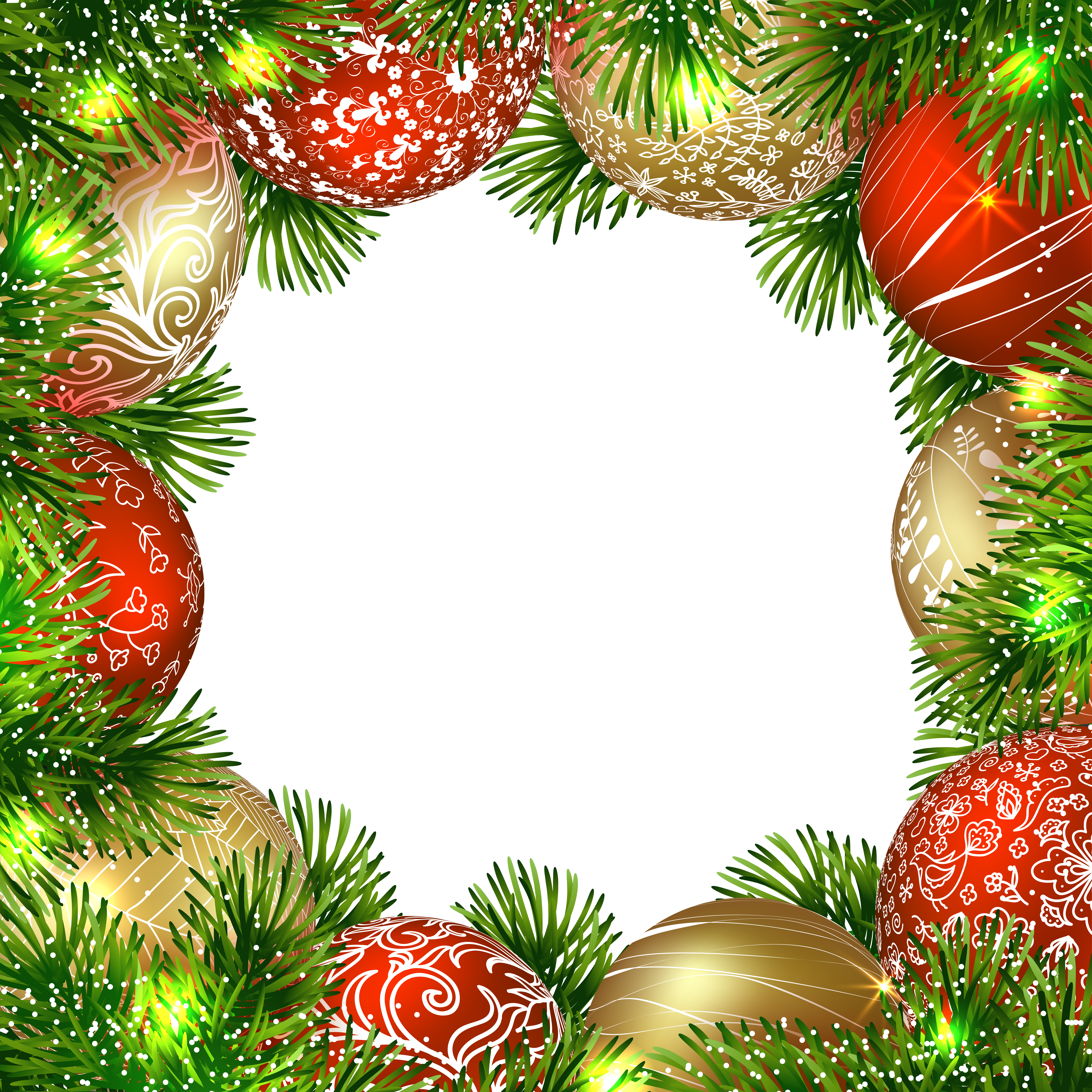 Transparent Christmas Png Border Frame With Ornaments - Transparent Christmas Png Border Frame With Ornaments (7005x7005)