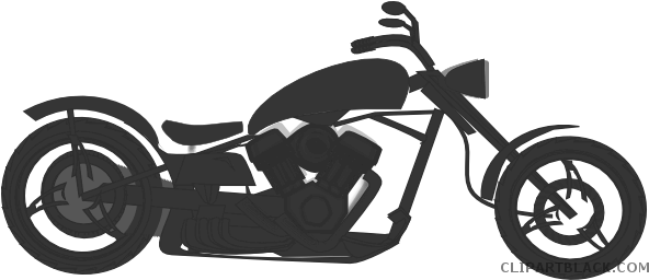 Motorcycle Transportation Free Black White Clipart - Harley Motorcycle Clipart Black And White (600x258)