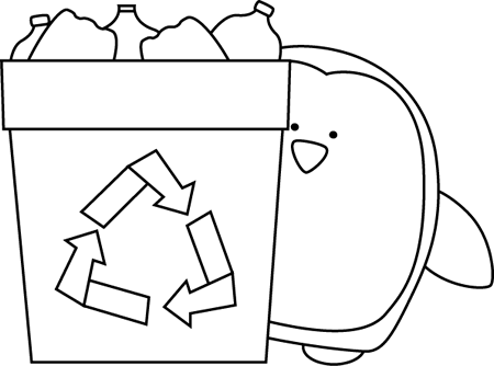 Penguin Clipart Classroom - Recycling Clipart Black And White (450x334)