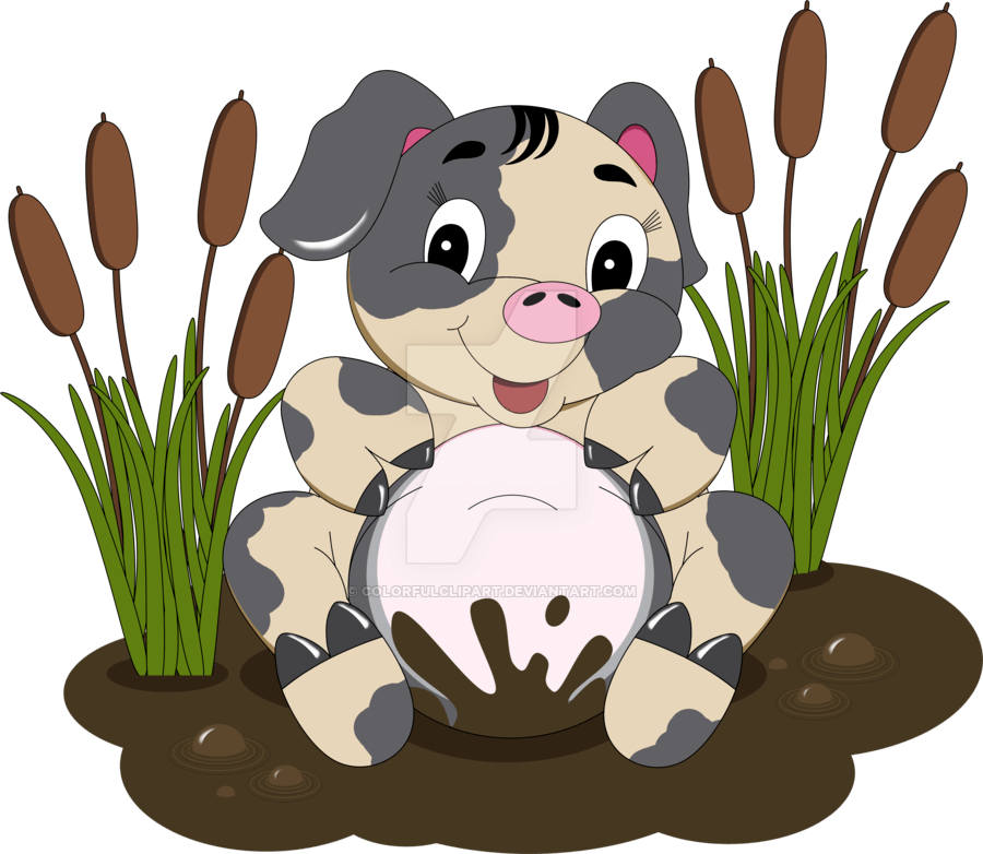 Pig In Mud Hole (900x782)