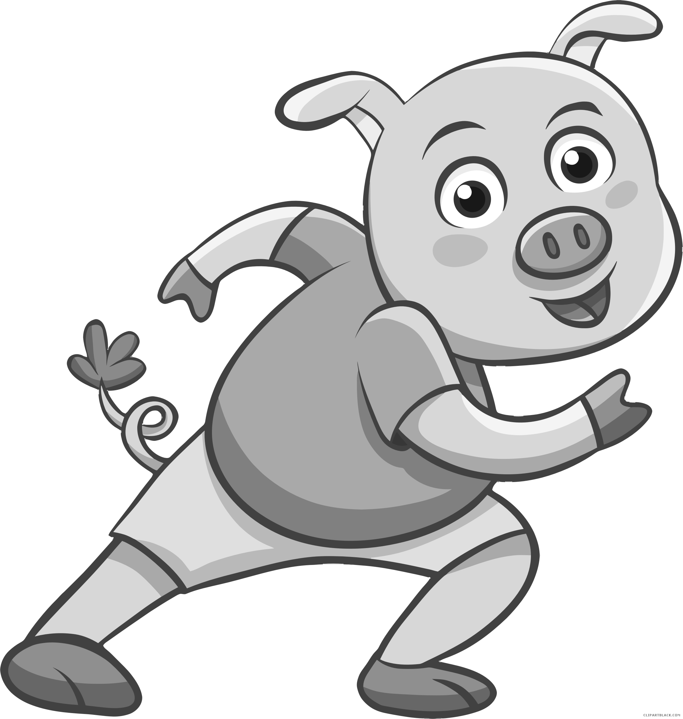 Cartoon Pig Animal Free Black White Clipart Images - Domestic Pig (2304x2427)