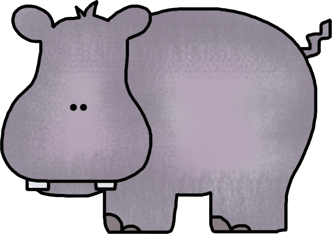 Hippo Black And White Clipart - Hippo Clip Art (1108x781)