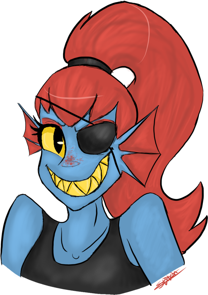 Undyne By Cross Stitch Eye - Color Is Undyne's Eye (756x1056)