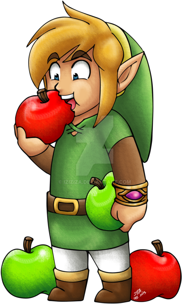 Link Eating Apples By Iziziza - Legend Of Zelda Link Eating Fruit (733x1090)