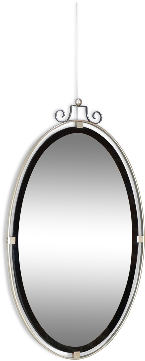 Miroir Suspendu Design Années 50 Chrome Noir - Locket (1457x1457)